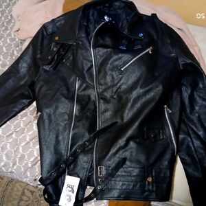 leather moto biker jacket